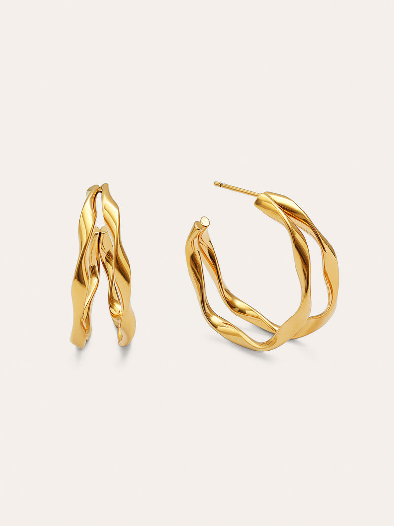 Doble Organic River Stainless Steel Gold Earrings