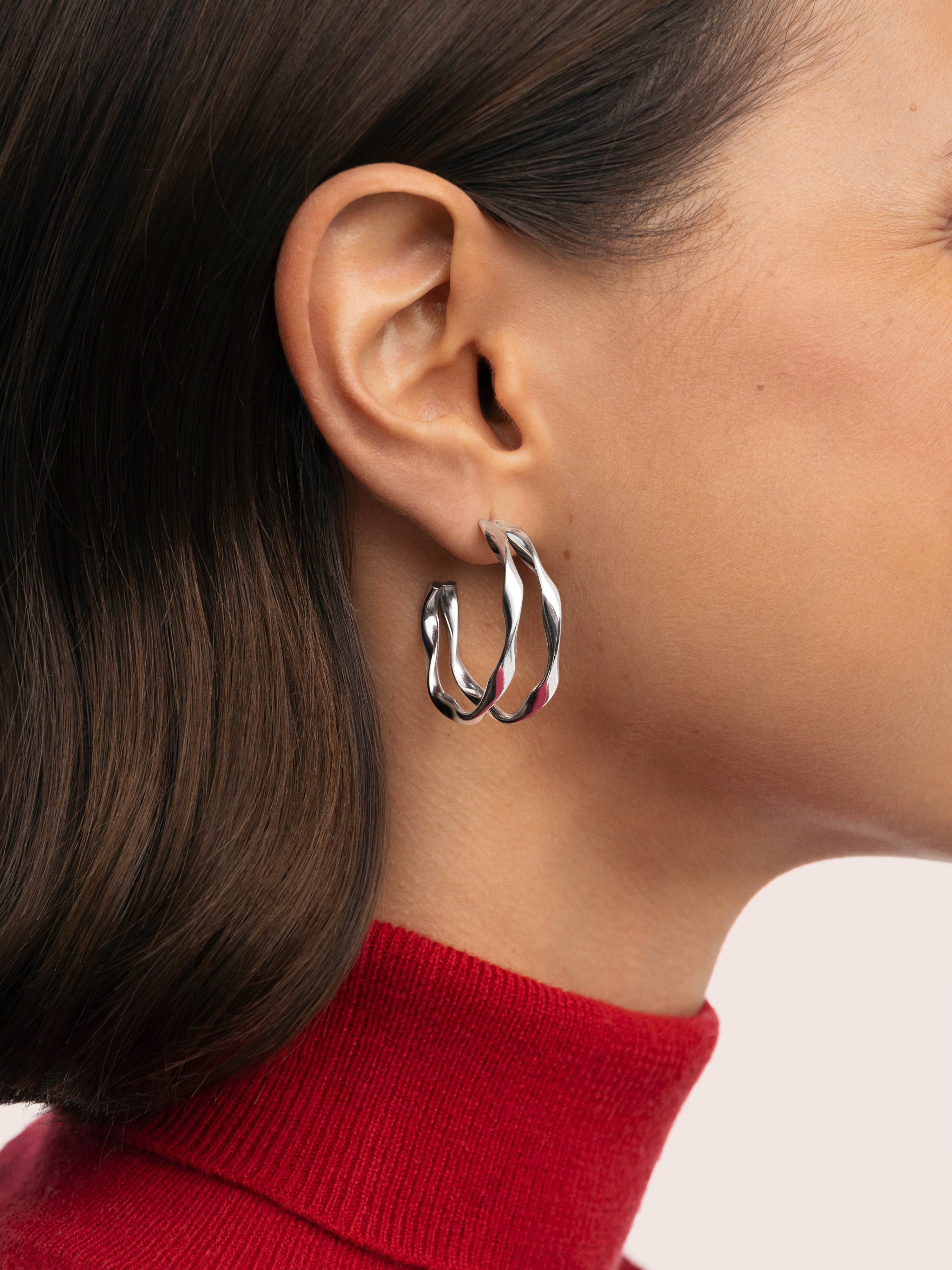 Double Organic River Stainless Steel Earrings
