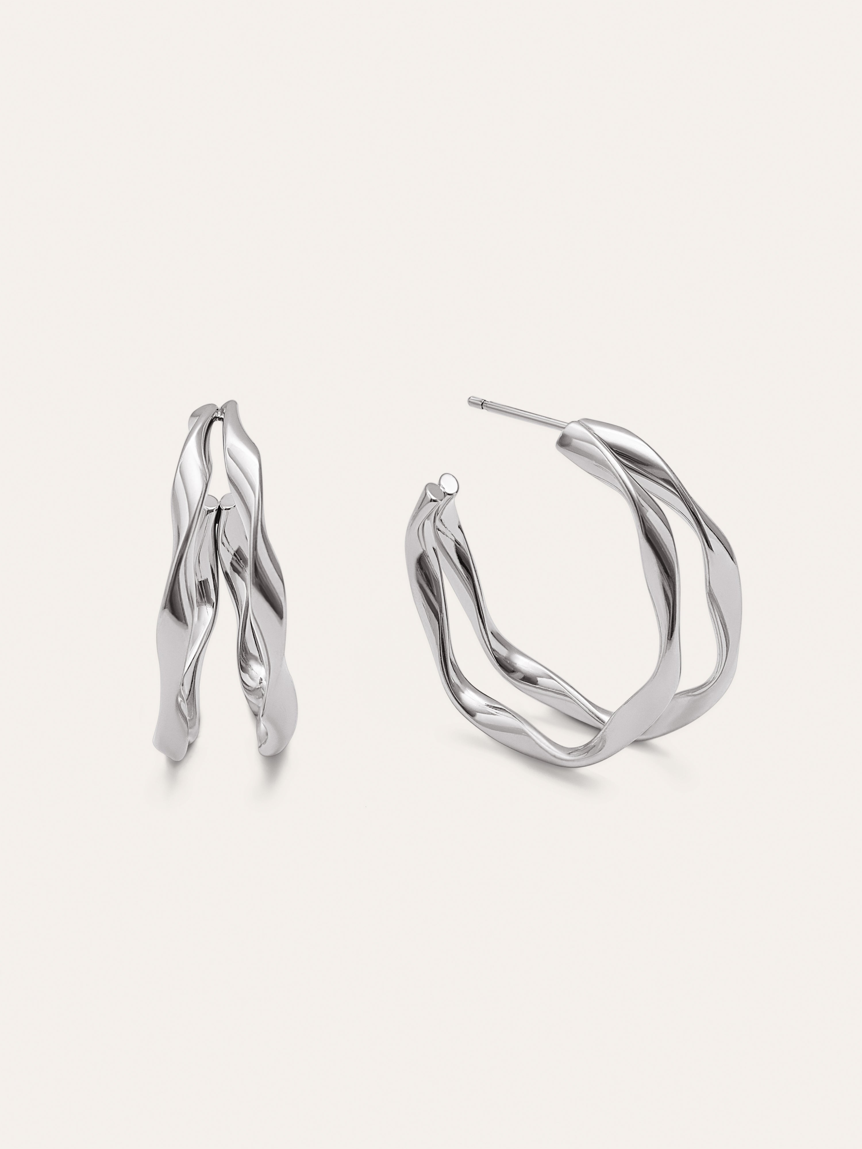 Double Organic River Stainless Steel Earrings