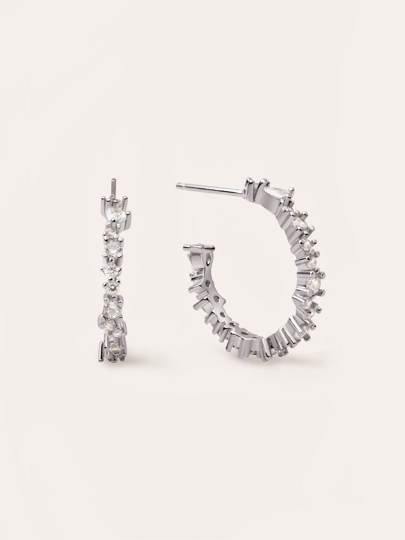 Stellar White Hoop Earrings