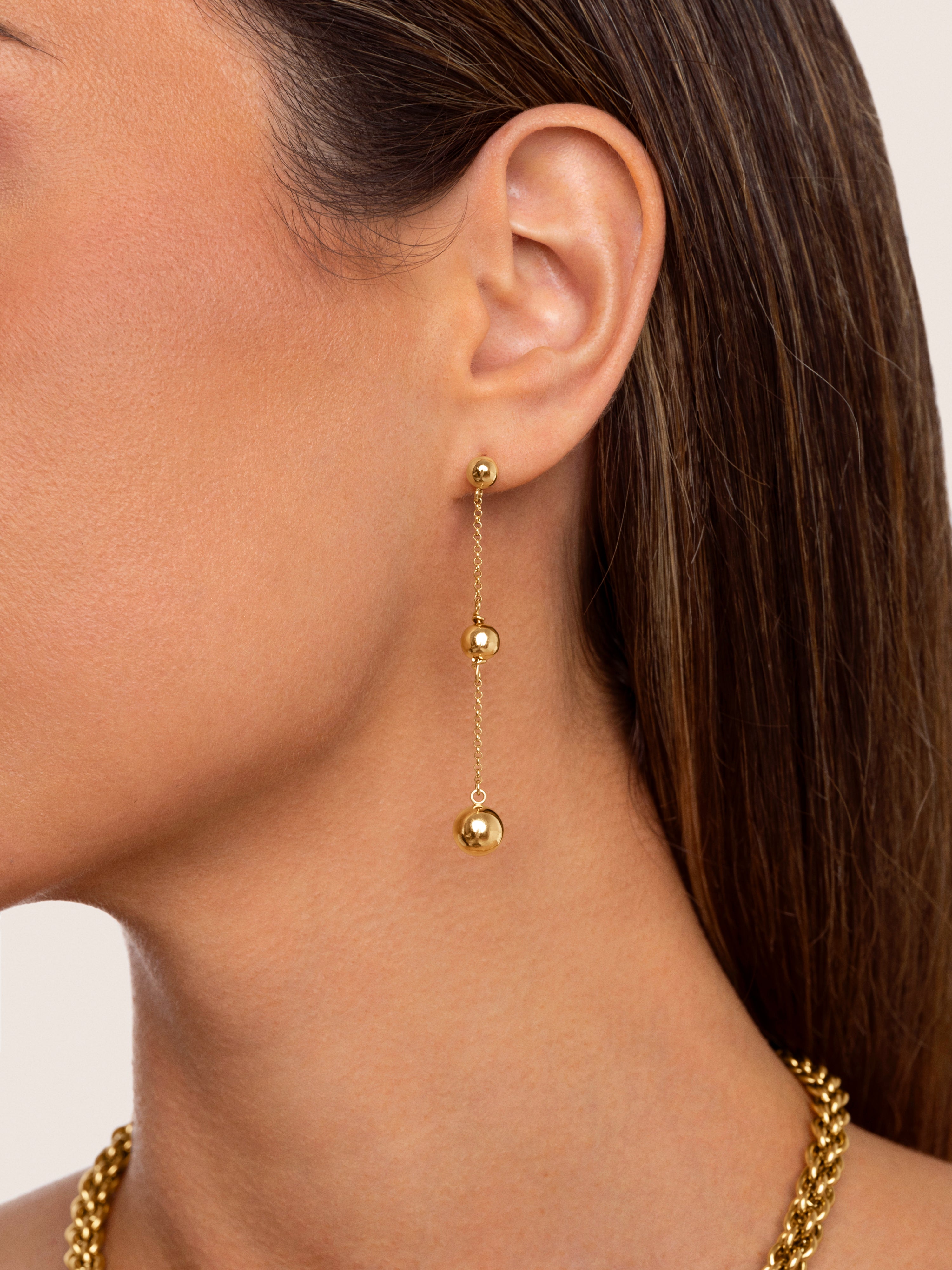 Falling Dots L Gold Earrings