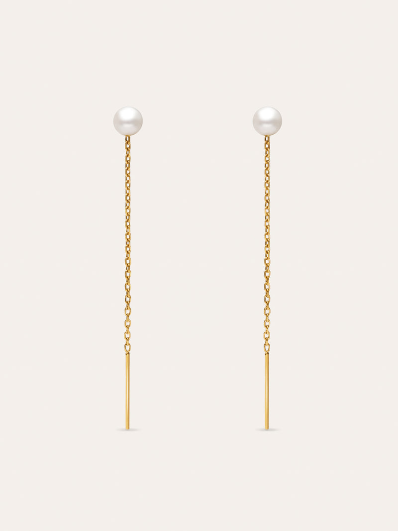 Pendientes Falling Pearl Acero Baño Oro