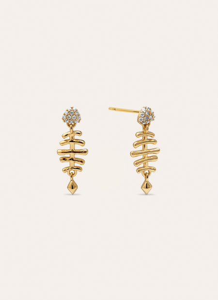 Pendientes Fishbone Spark Baño Oro