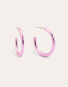 Funk Stainless Steel Pink Hoop Earrings 