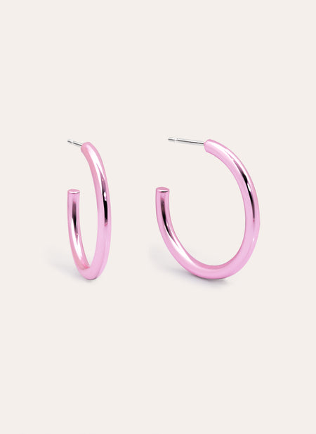 Pendientes Aro Funk Pink Acero