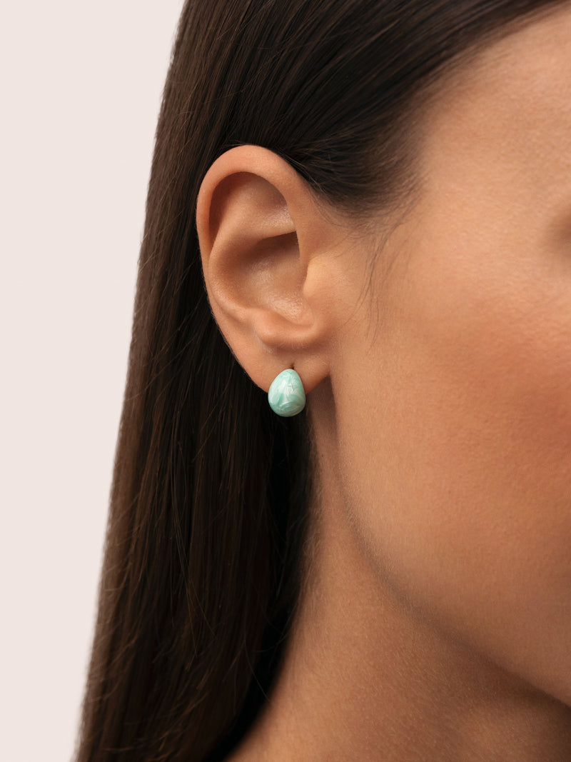 Alea Drop Enamel Stainless Steel Gold Earrings 
