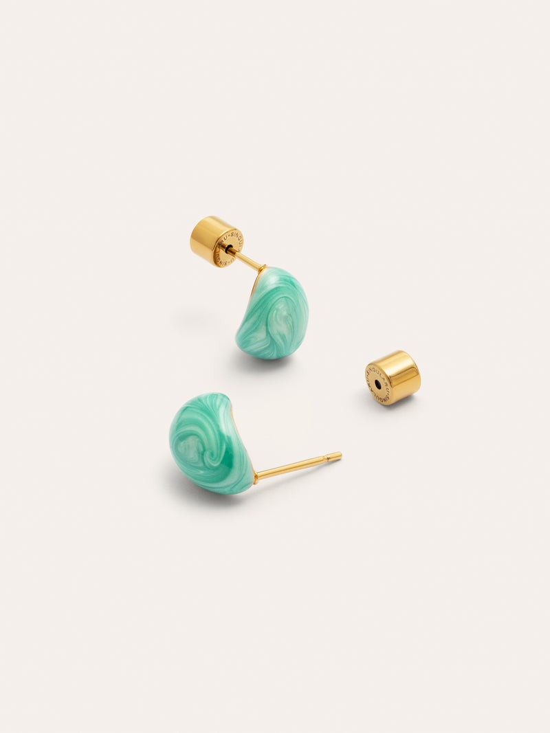 Alea Drop Enamel Stainless Steel Gold Earrings 