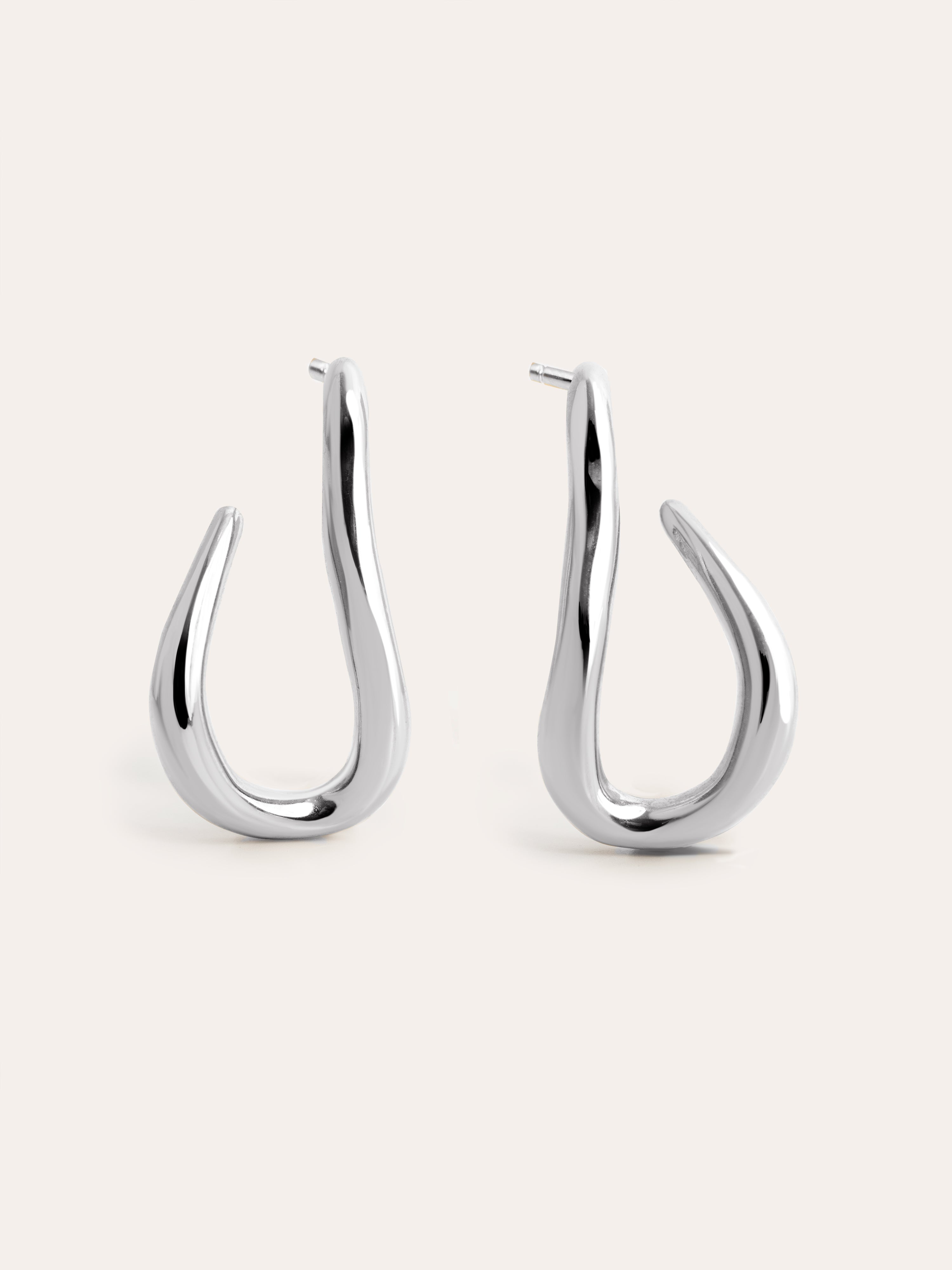 Organic Hook Stainless Steel Hoop Earrings
