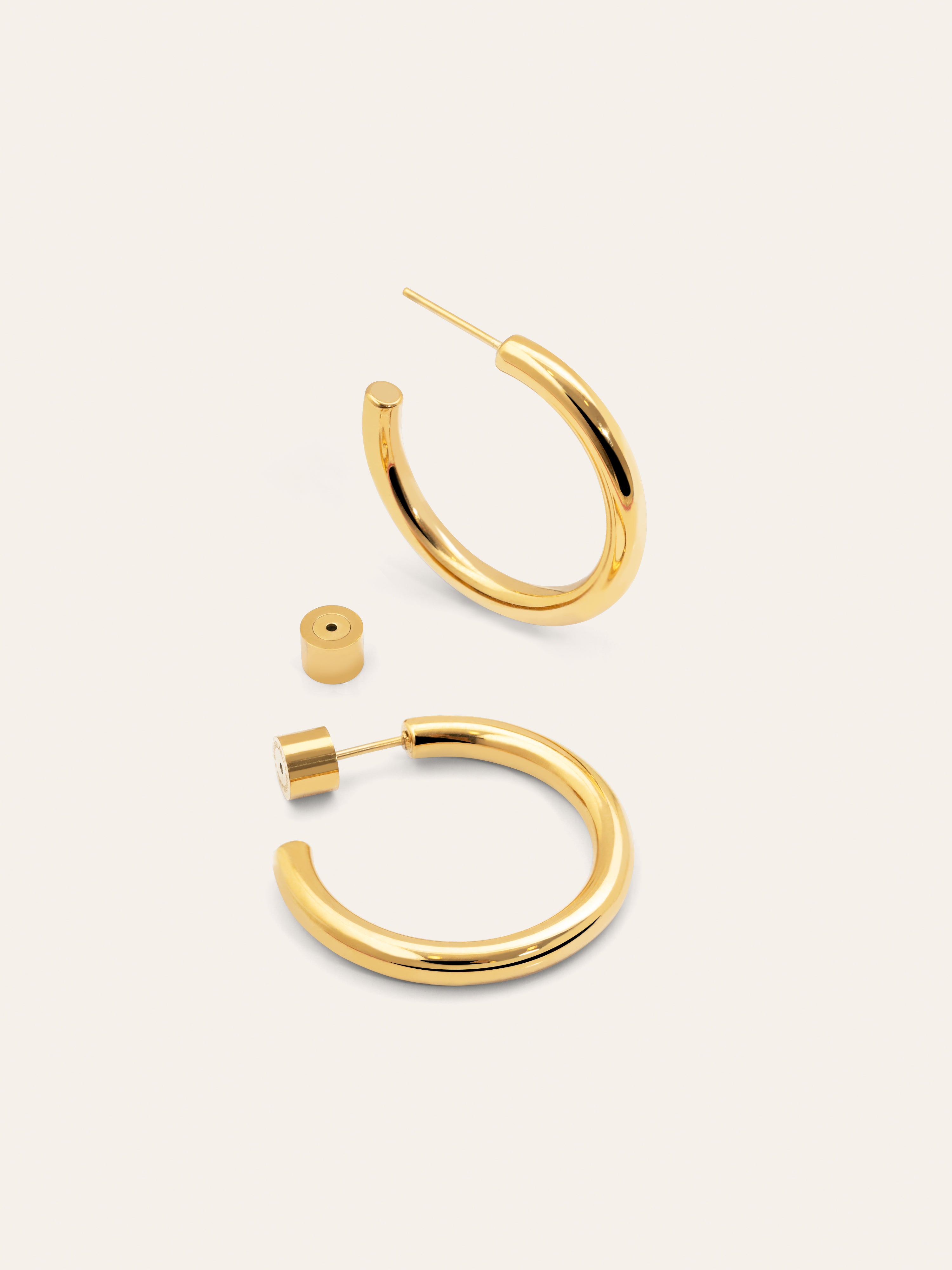 Tube Stainless Steel Gold Hoop Earring 