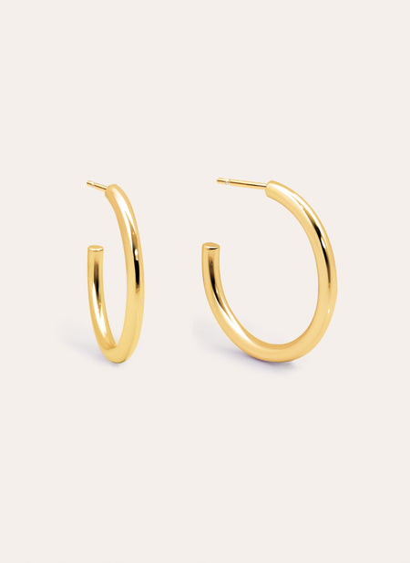 Tube Stainless Steel Gold Hoop Earring 