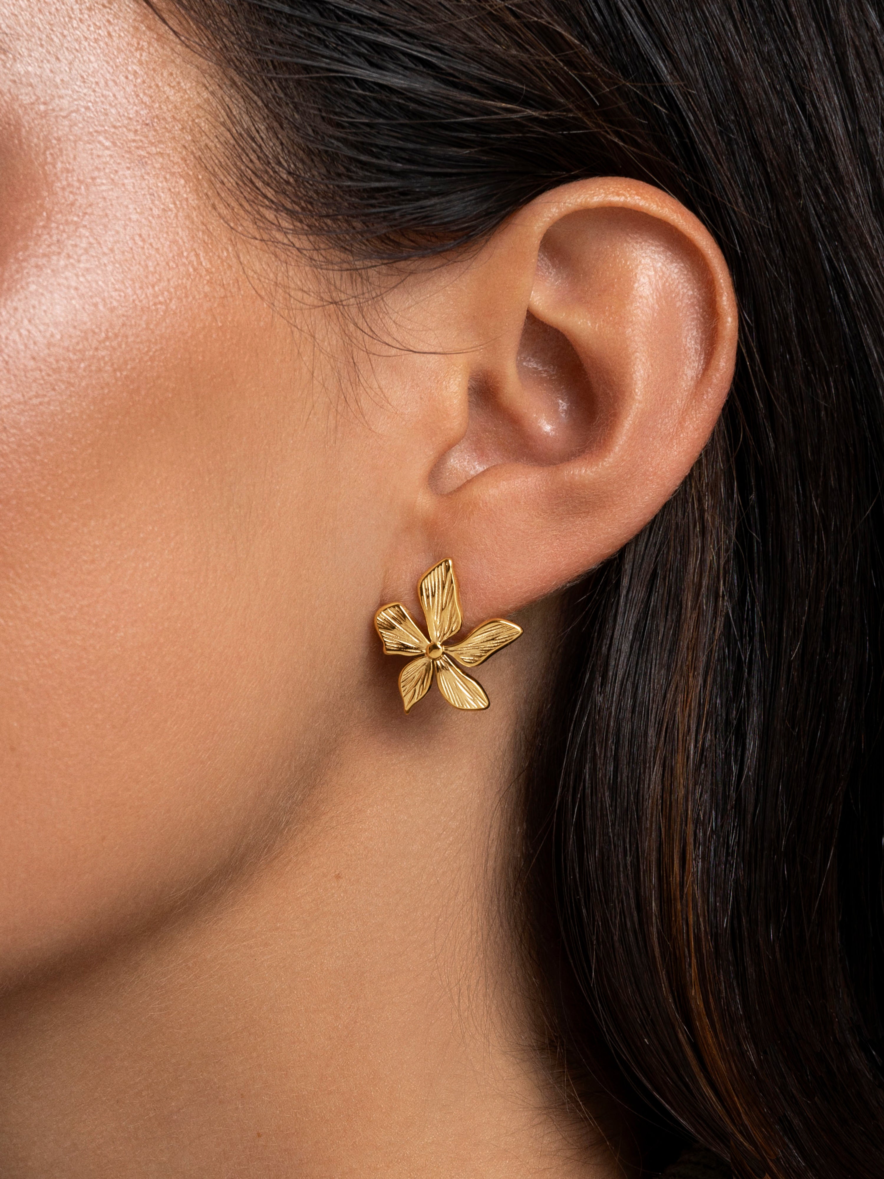 Jasmine Stainless Steel Gold Earrings