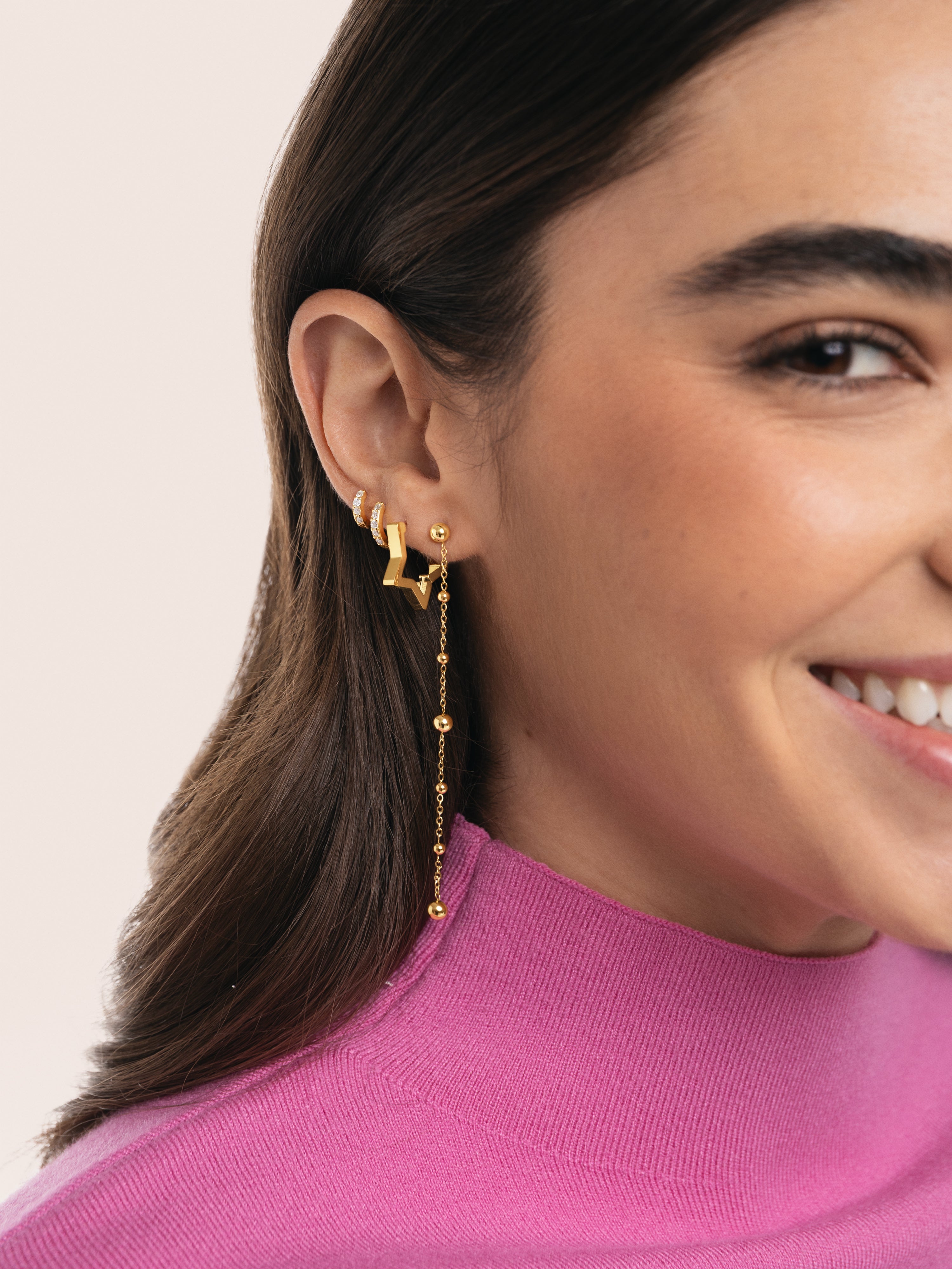 Superstar Stainless Steel Gold Earrings