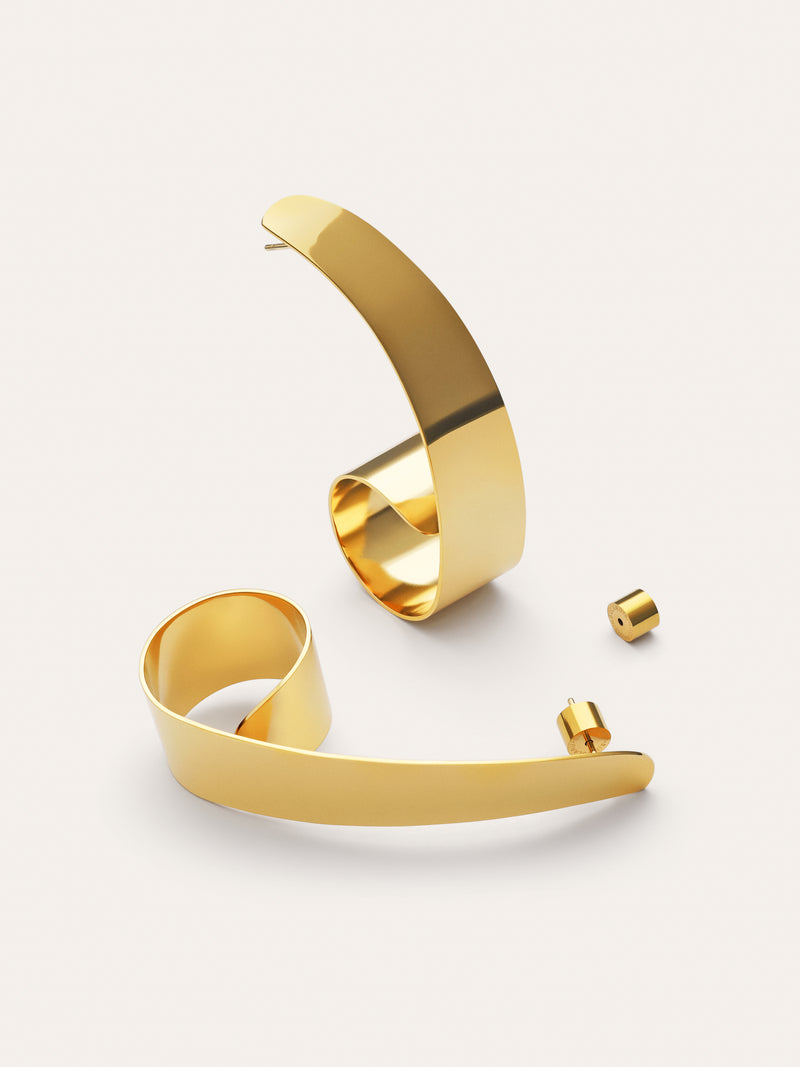Long Shell Earrings Gold-Plated Steel