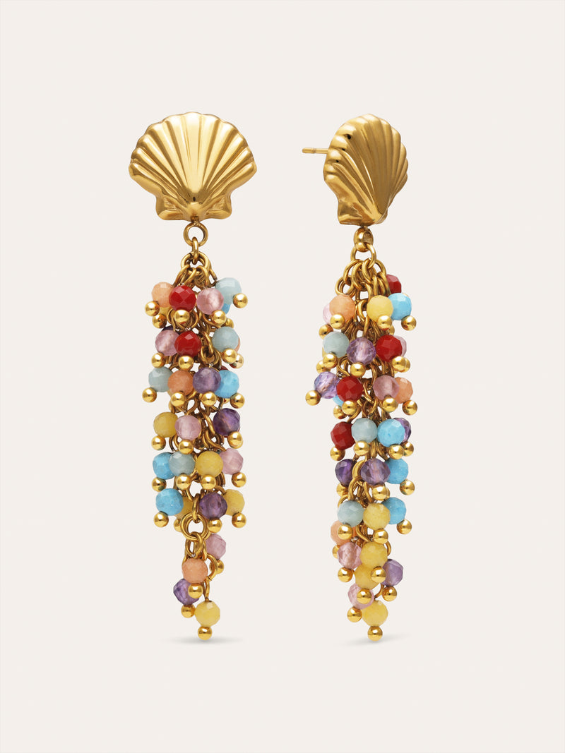 Long Coral Earrings Steel Gold Plated
