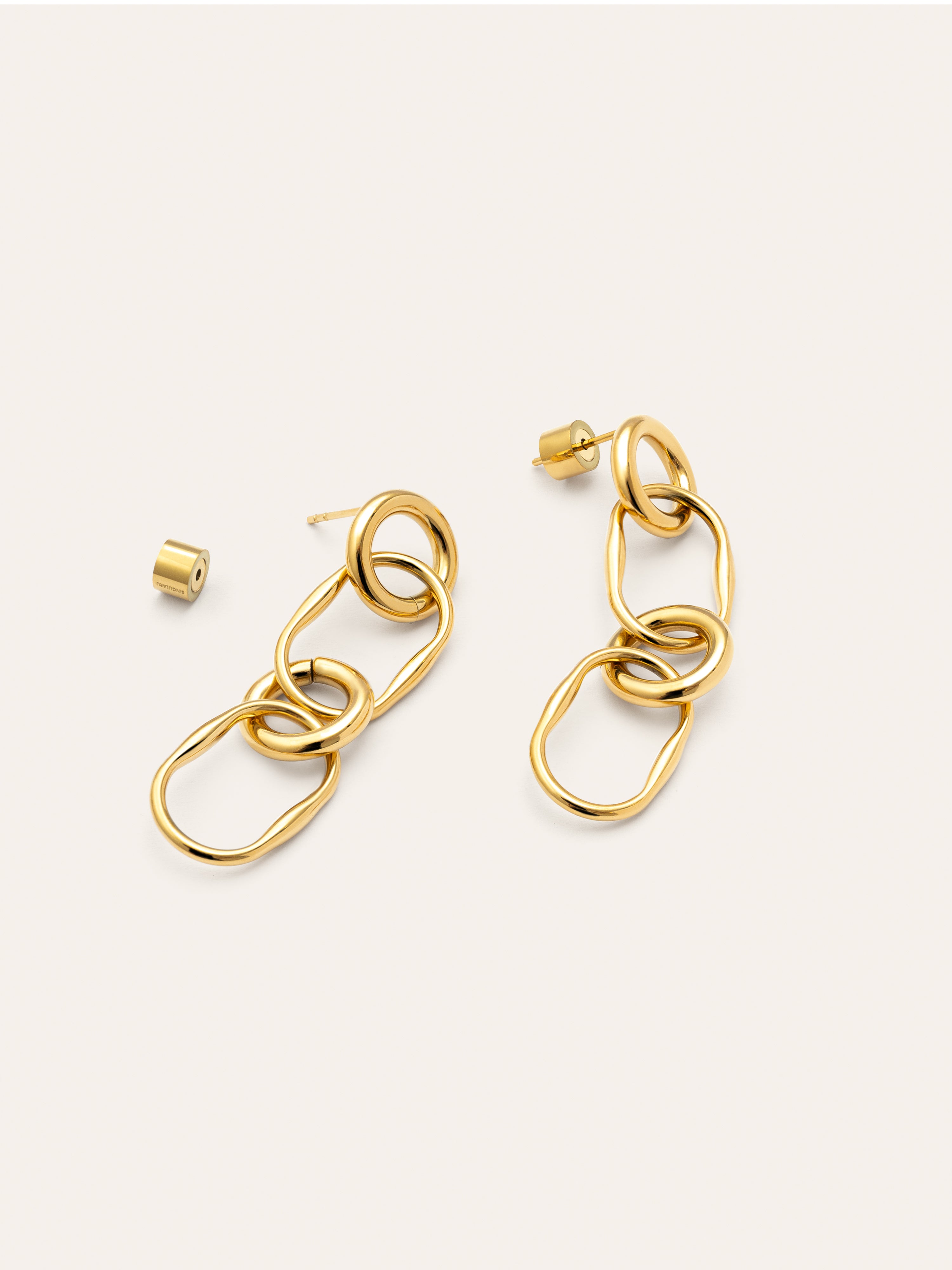Long Sailor Stainless Steel Gold Earrings 