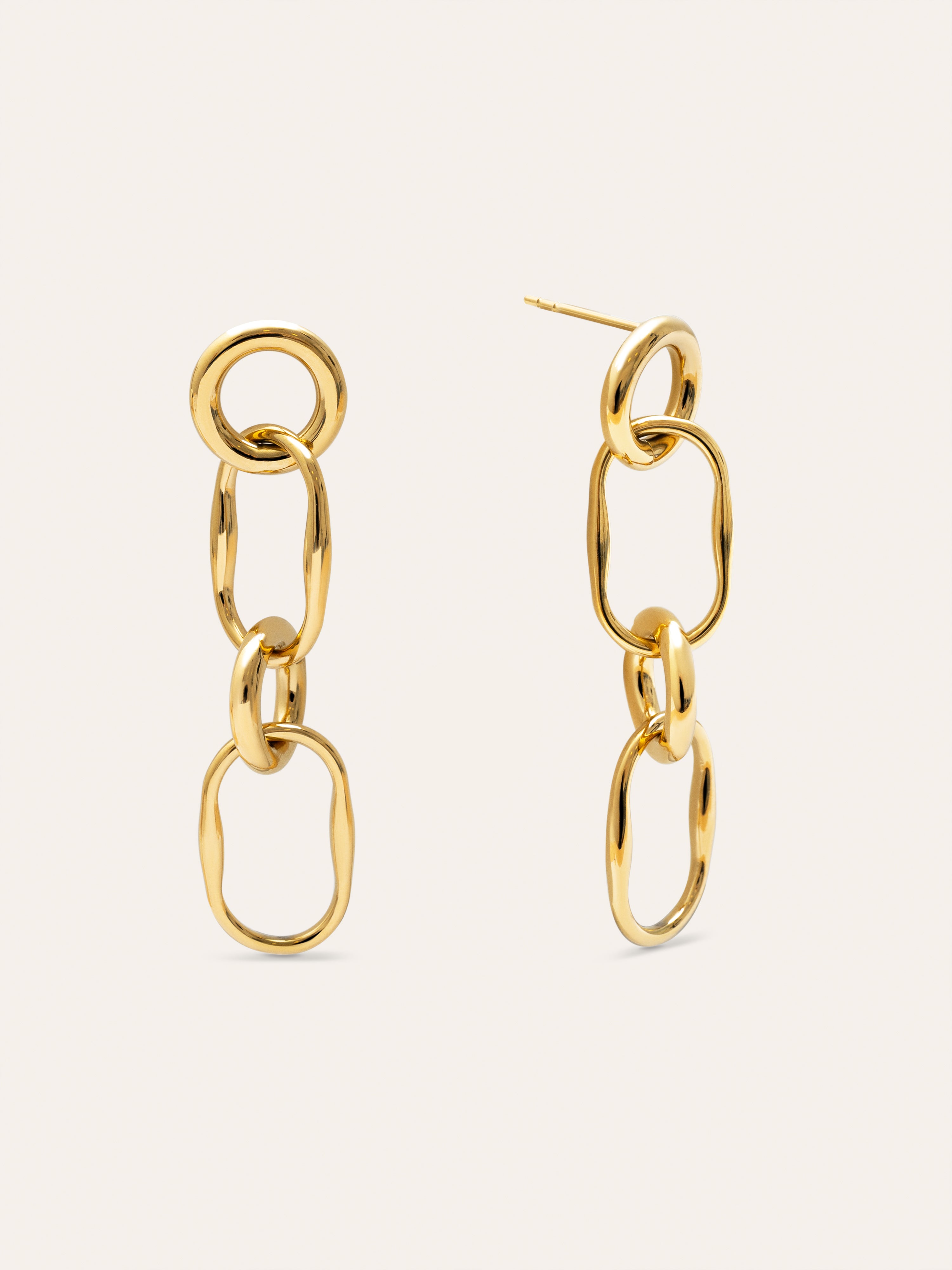 Long Sailor Stainless Steel Gold Earrings 