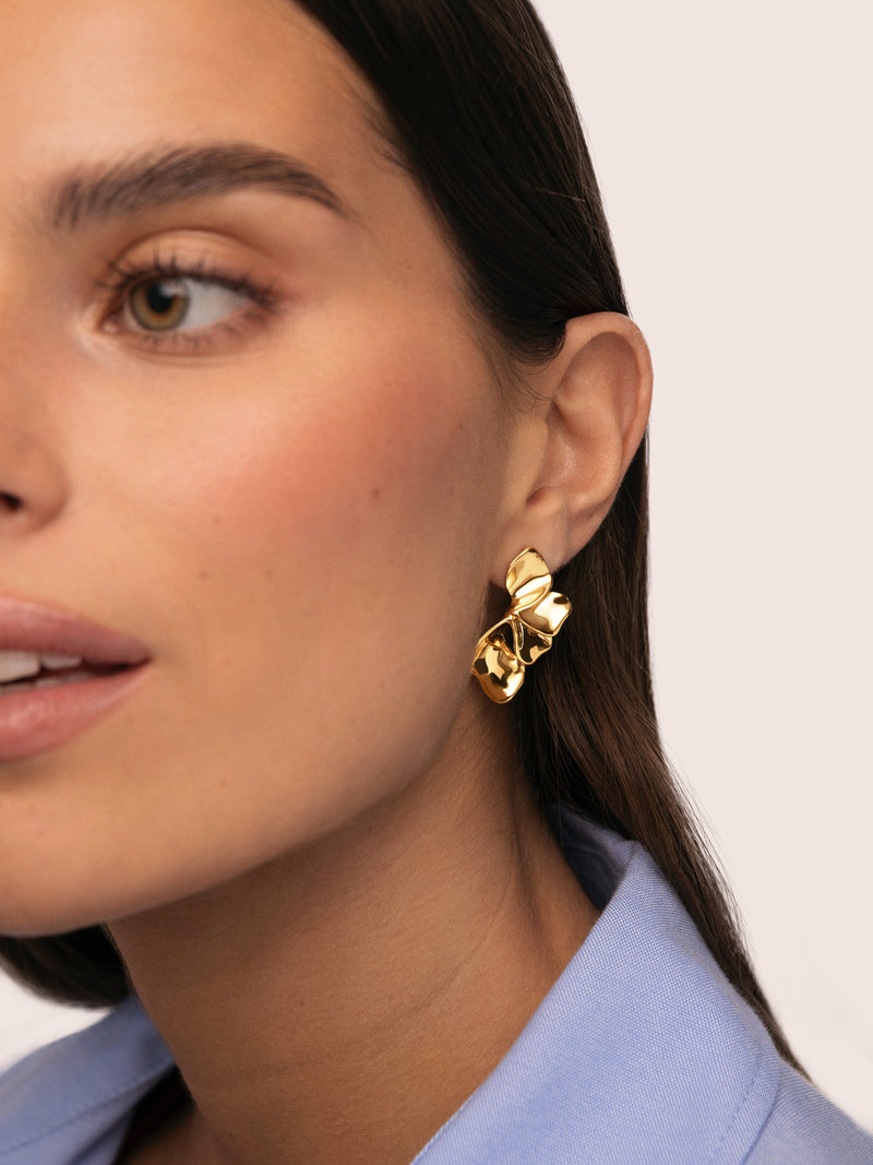 Petal Stainless Steel Gold Earrings 