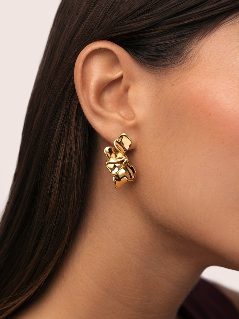 Petal Stainless Steel Gold Earrings 