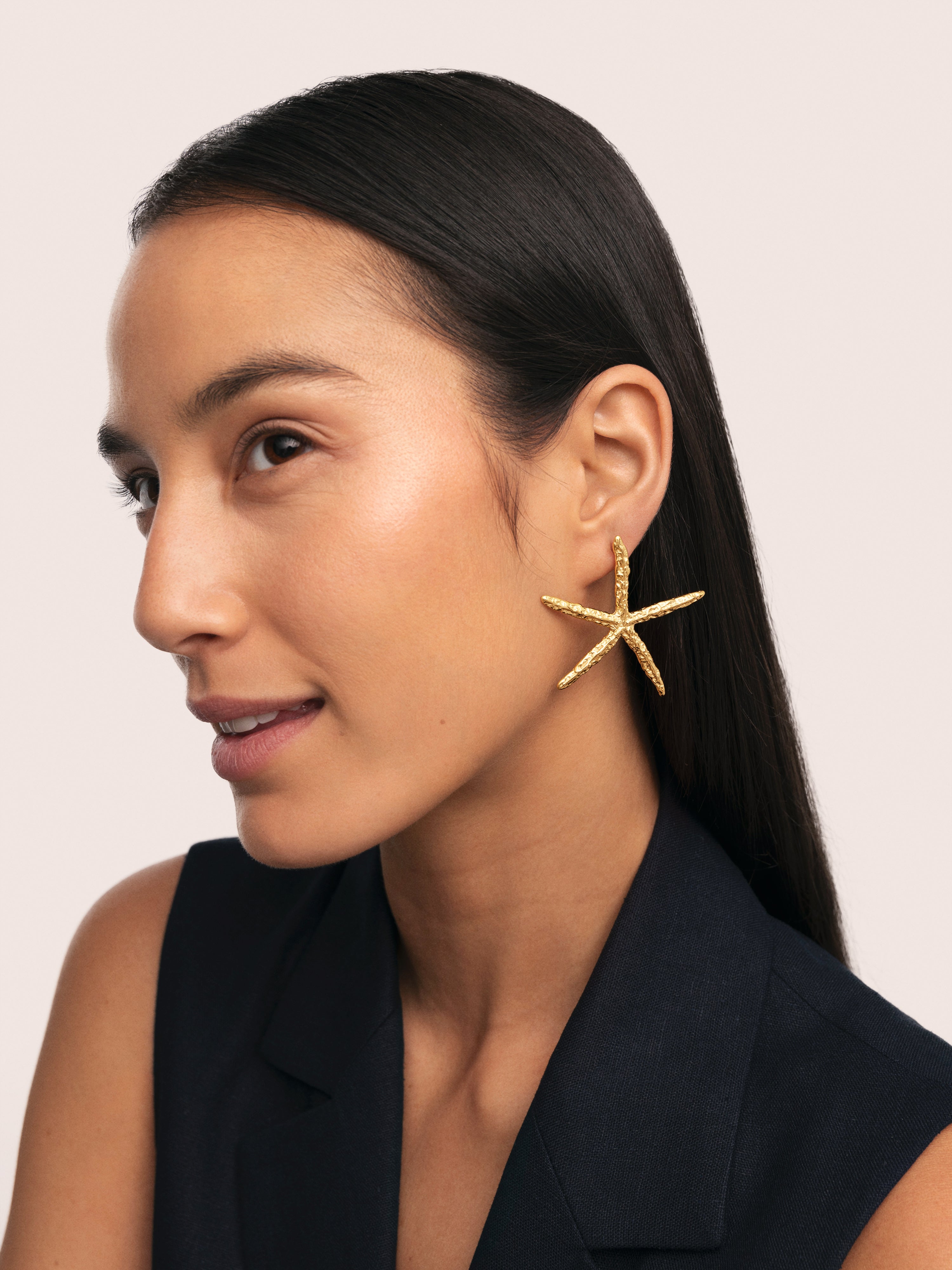 Pendientes Maxi Starfish Acero Baño Oro