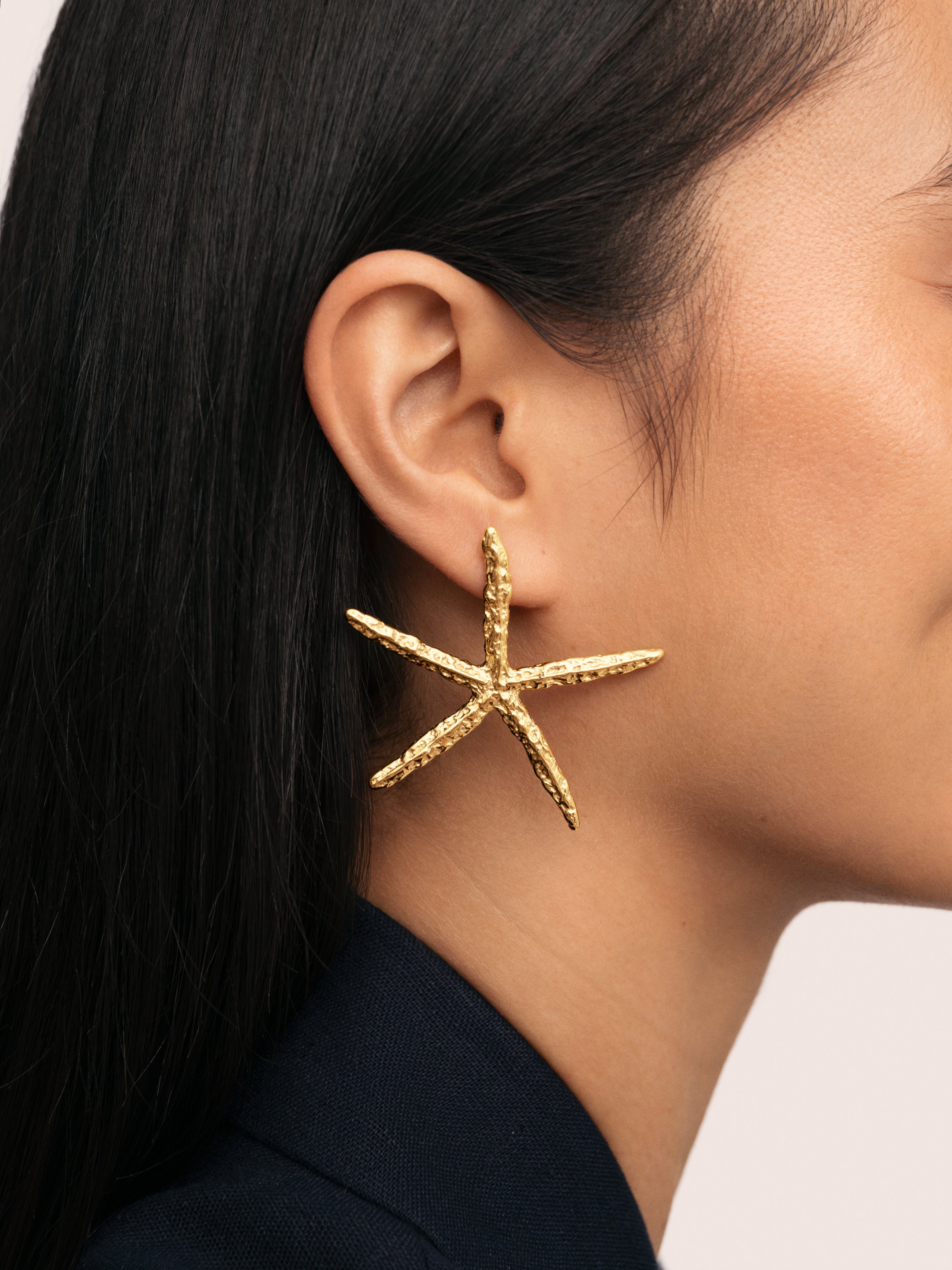 Pendientes Maxi Starfish Acero Baño Oro