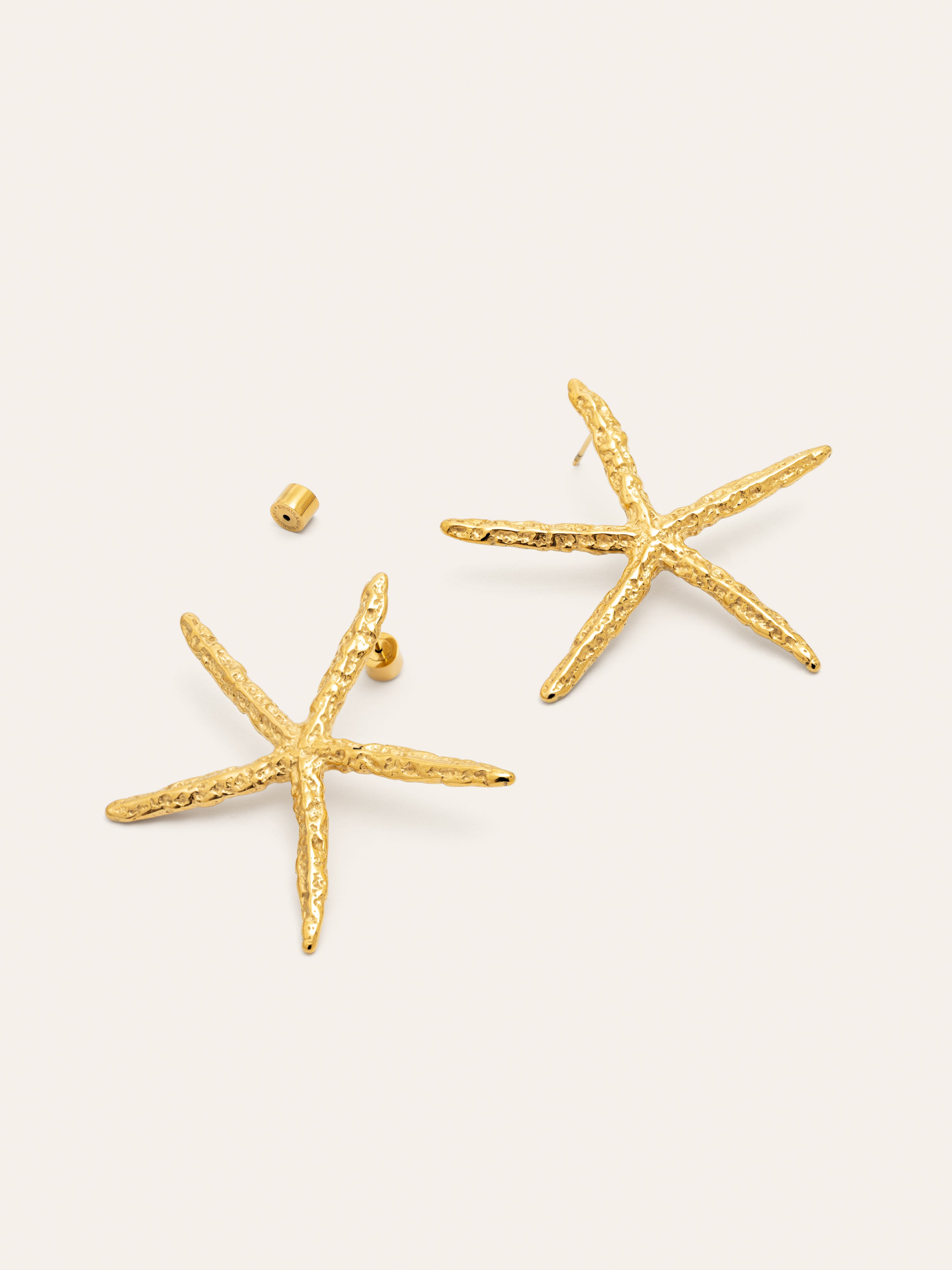 Pendientes Maxi Starfish Acero Baño Oro
