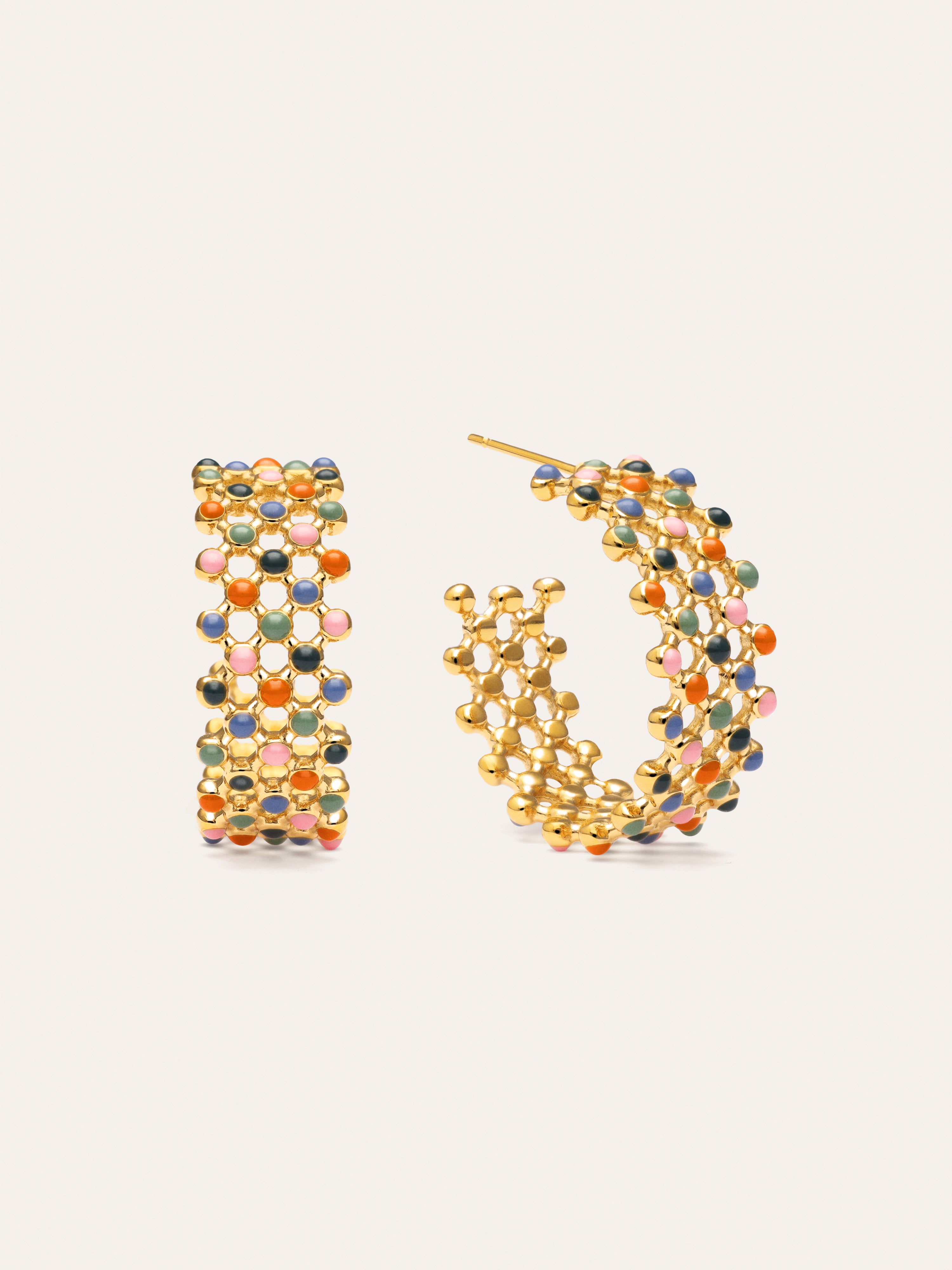 Pendientes Mini Bomb Enamel Acero Baño Oro