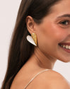 Earrings Mussel Enamel Steel 18kt Gold Plated