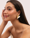 Earrings Mussel Enamel Steel 18kt Gold Plated