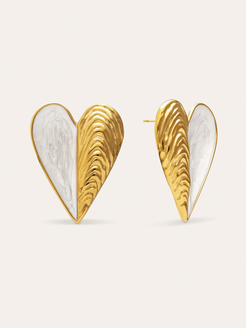 Earrings Mussel Enamel Steel 18kt Gold Plated