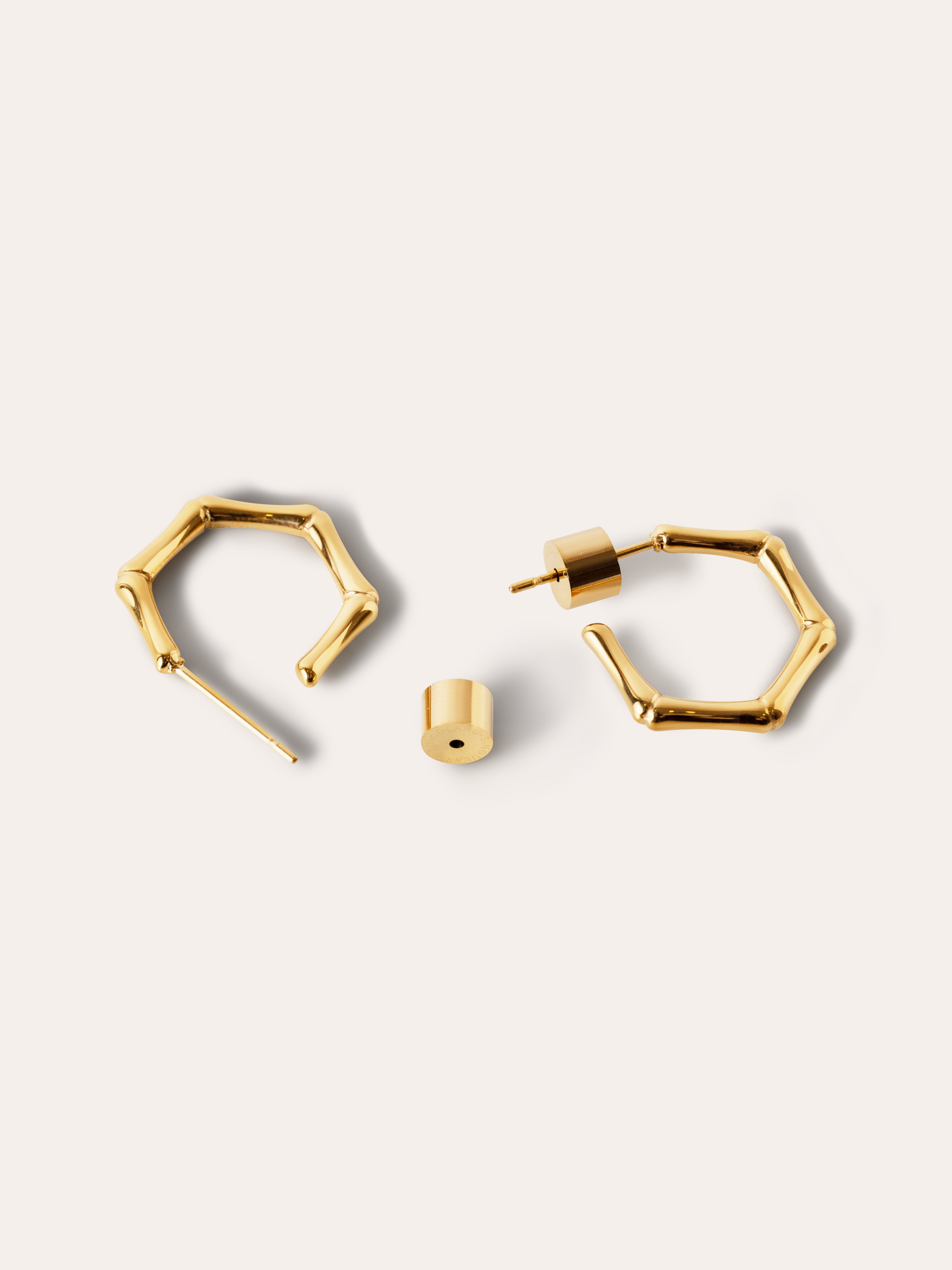 Mini Bamboo Stainless Steel Gold Hoop Earrings