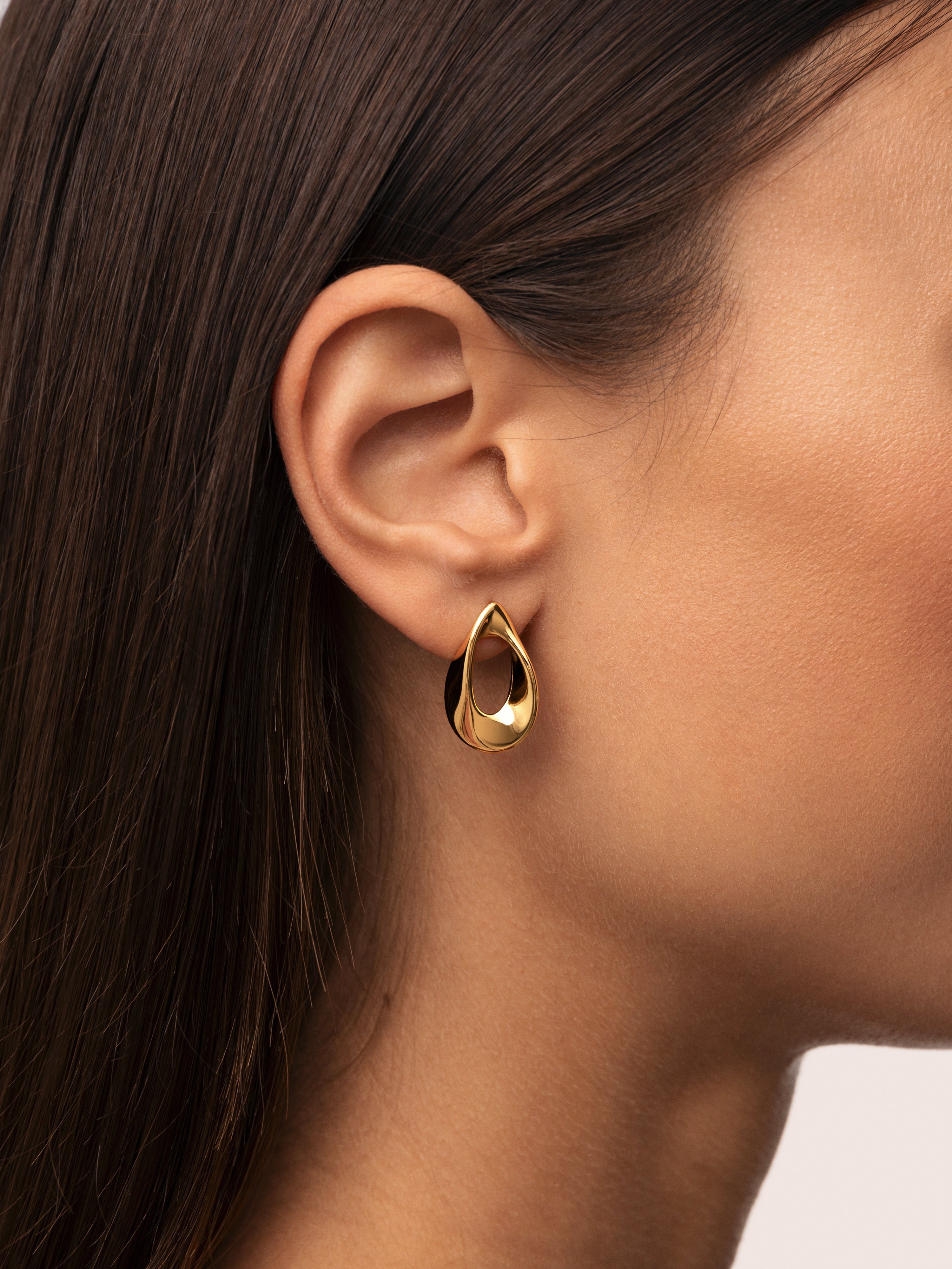Wave Stainless Steel Gold Earrings