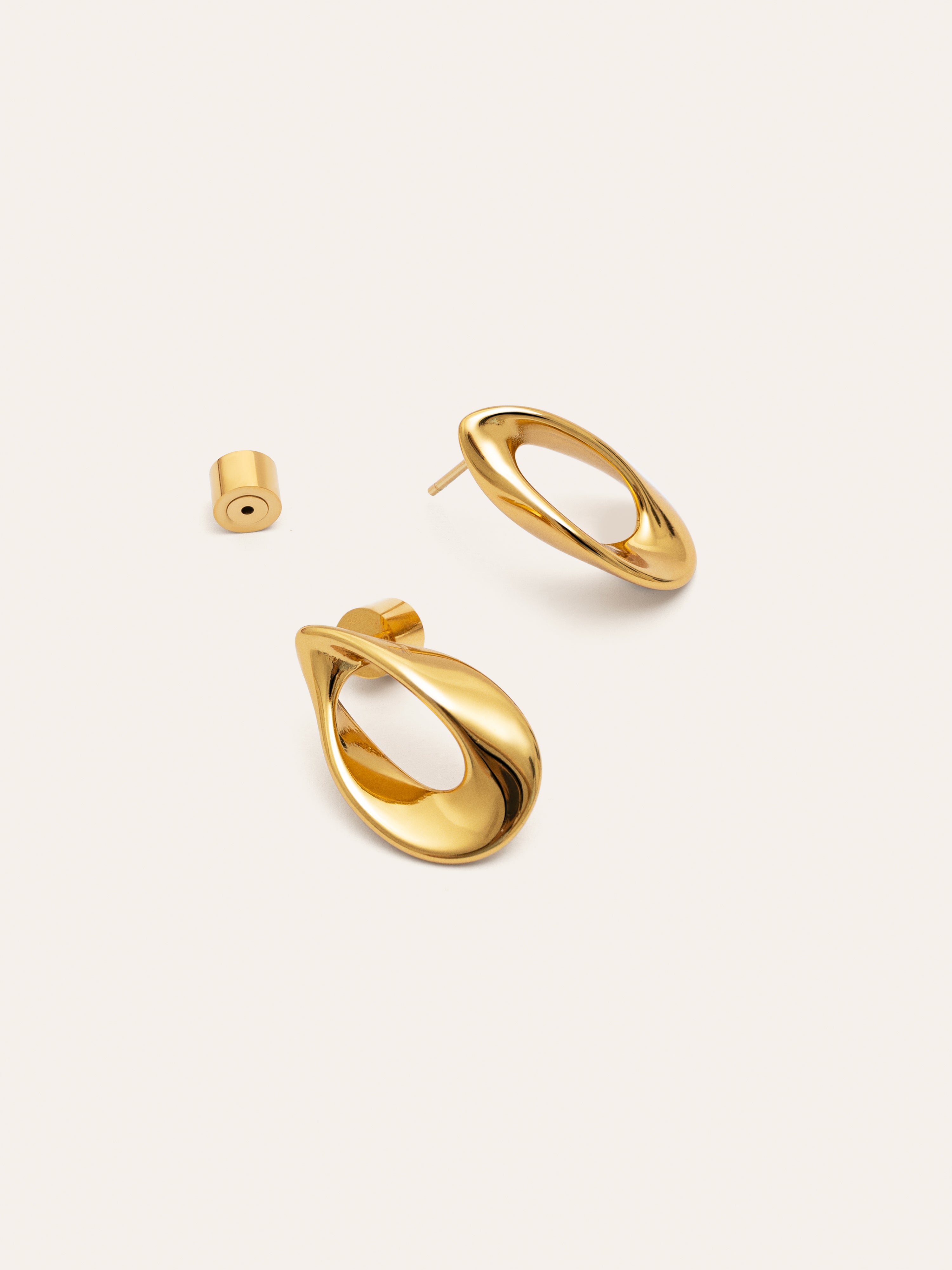 Wave Stainless Steel Gold Earrings