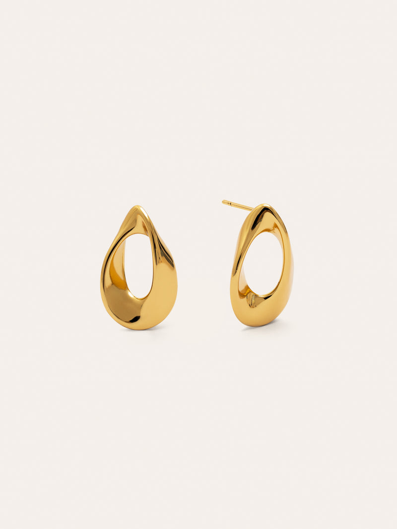 Wave Stainless Steel Gold Earrings
