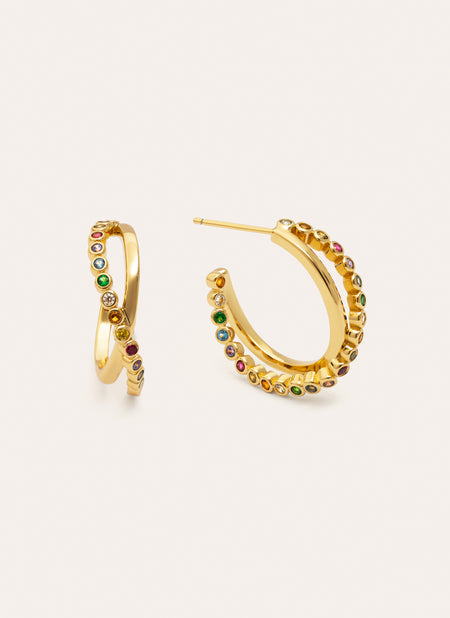 Pendientes Orbit Cross Baño Oro