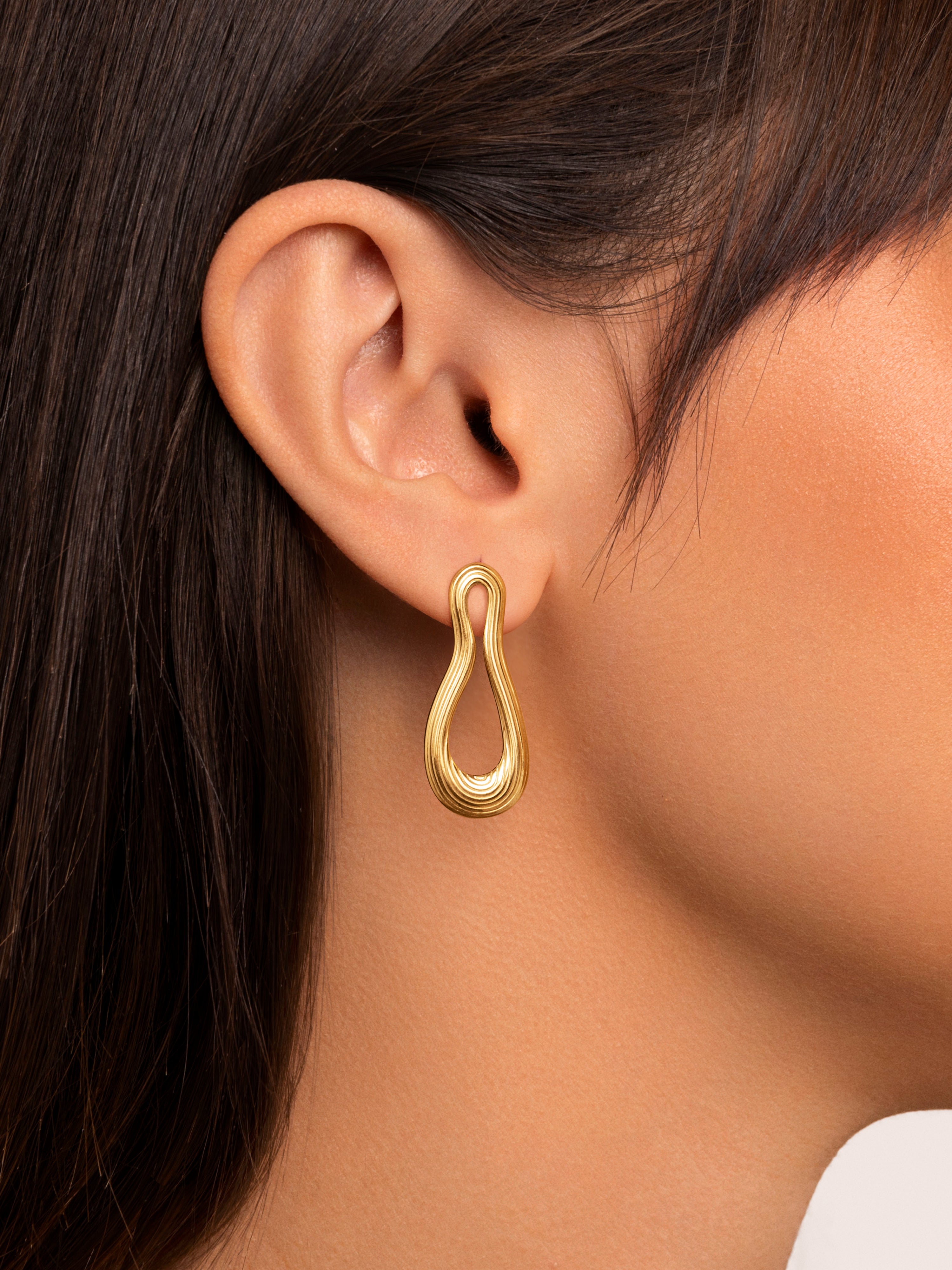 Organic Sea Stainless Steel Gold Earrings