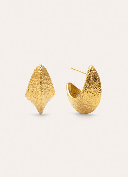 Organic Shape Stainless Steel Gold Earrings