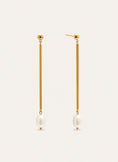 Pendientes Pearl Stick Acero Baño Oro