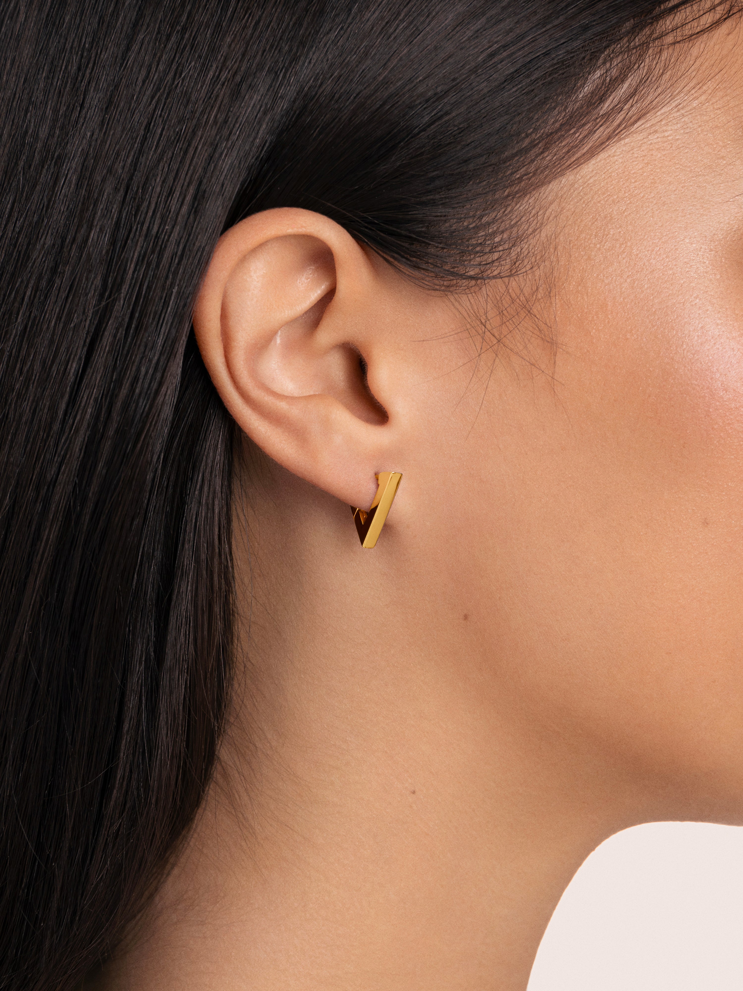 Pyramid Stainless Steel Gold Earrings