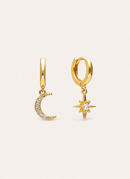 Polar Moon Spark Gold-Plated Earrings