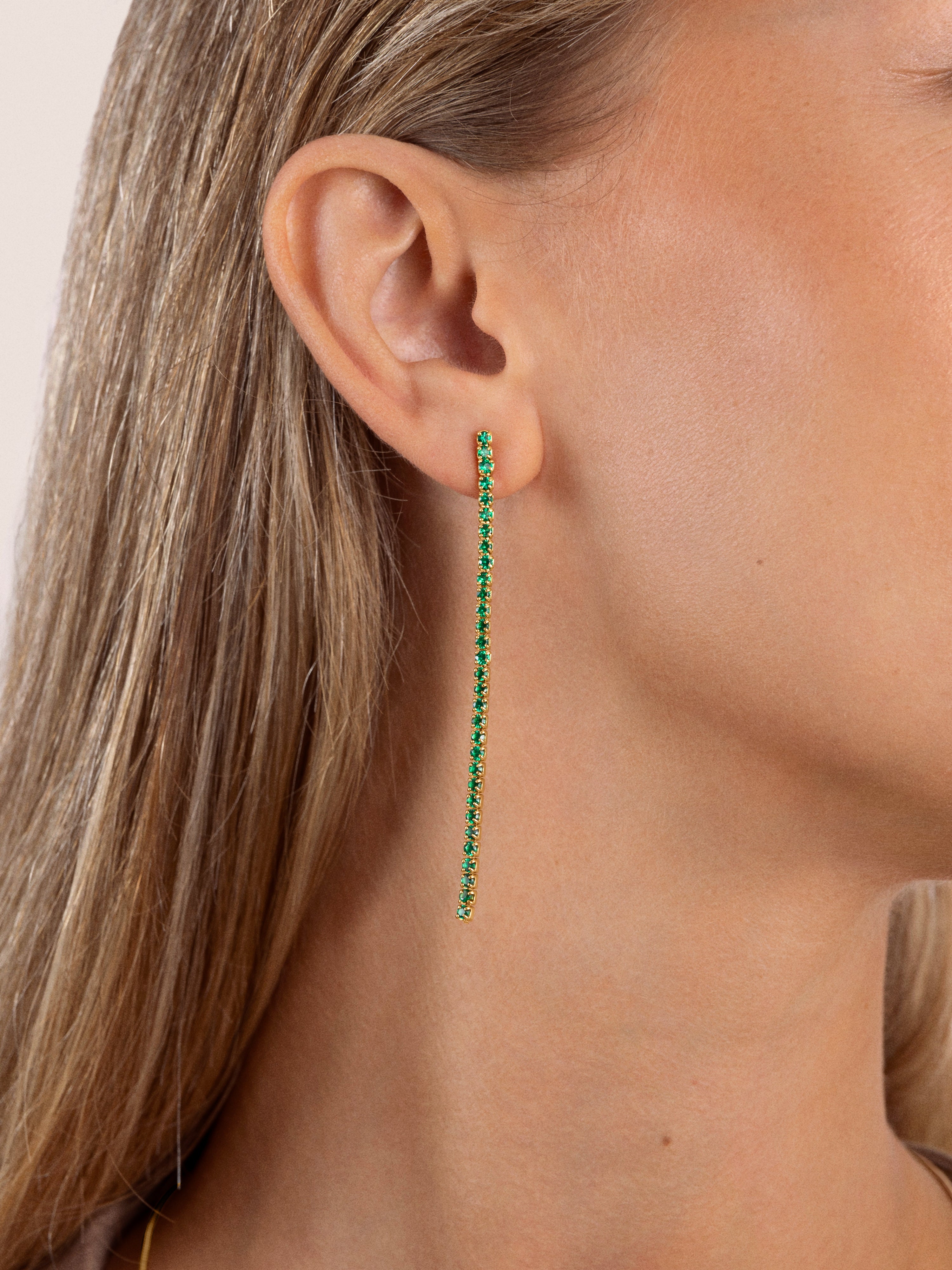 Riviere emerald Gold Earrings