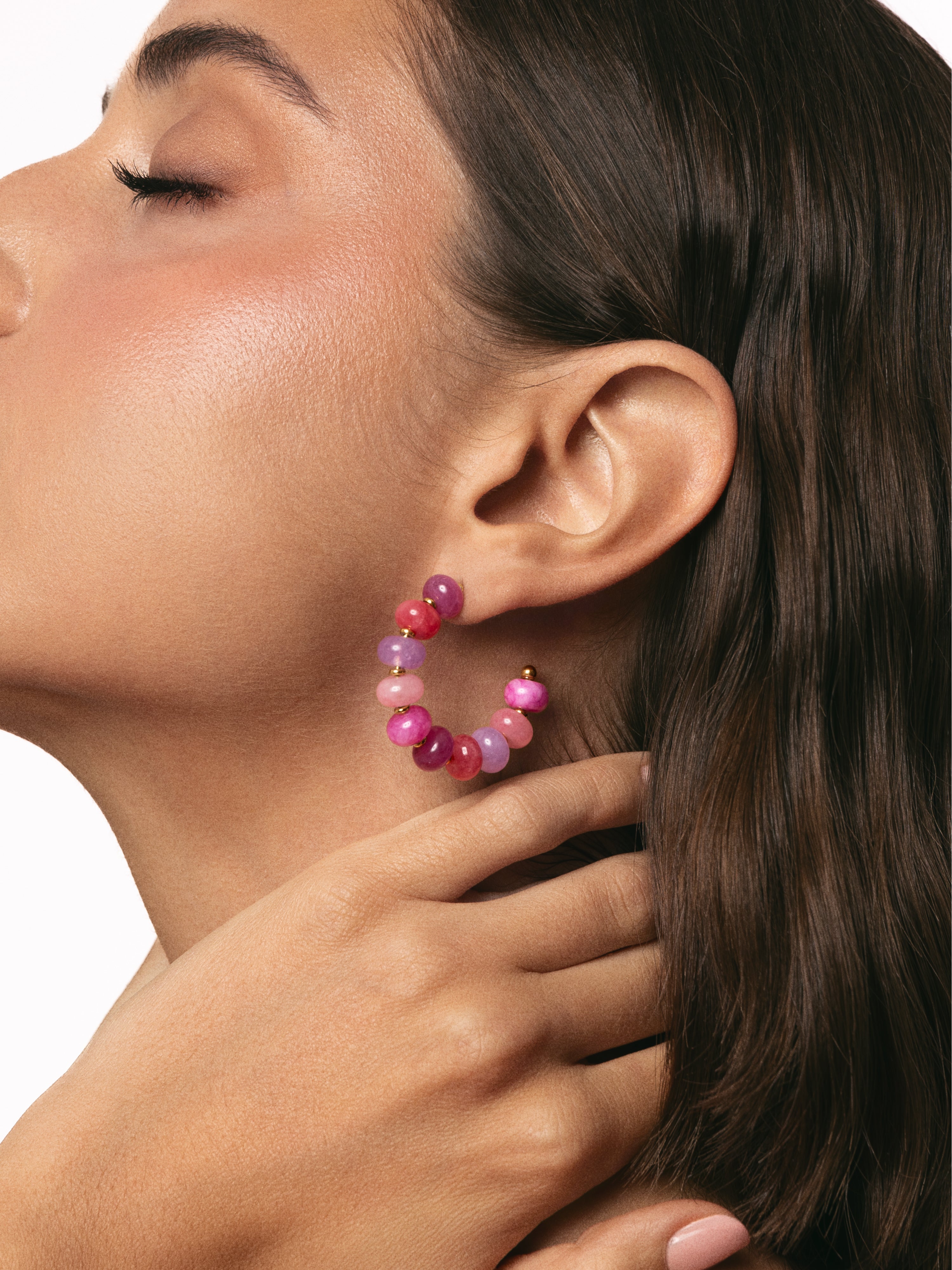 Pendientes Rosé Stones Acero Baño Oro