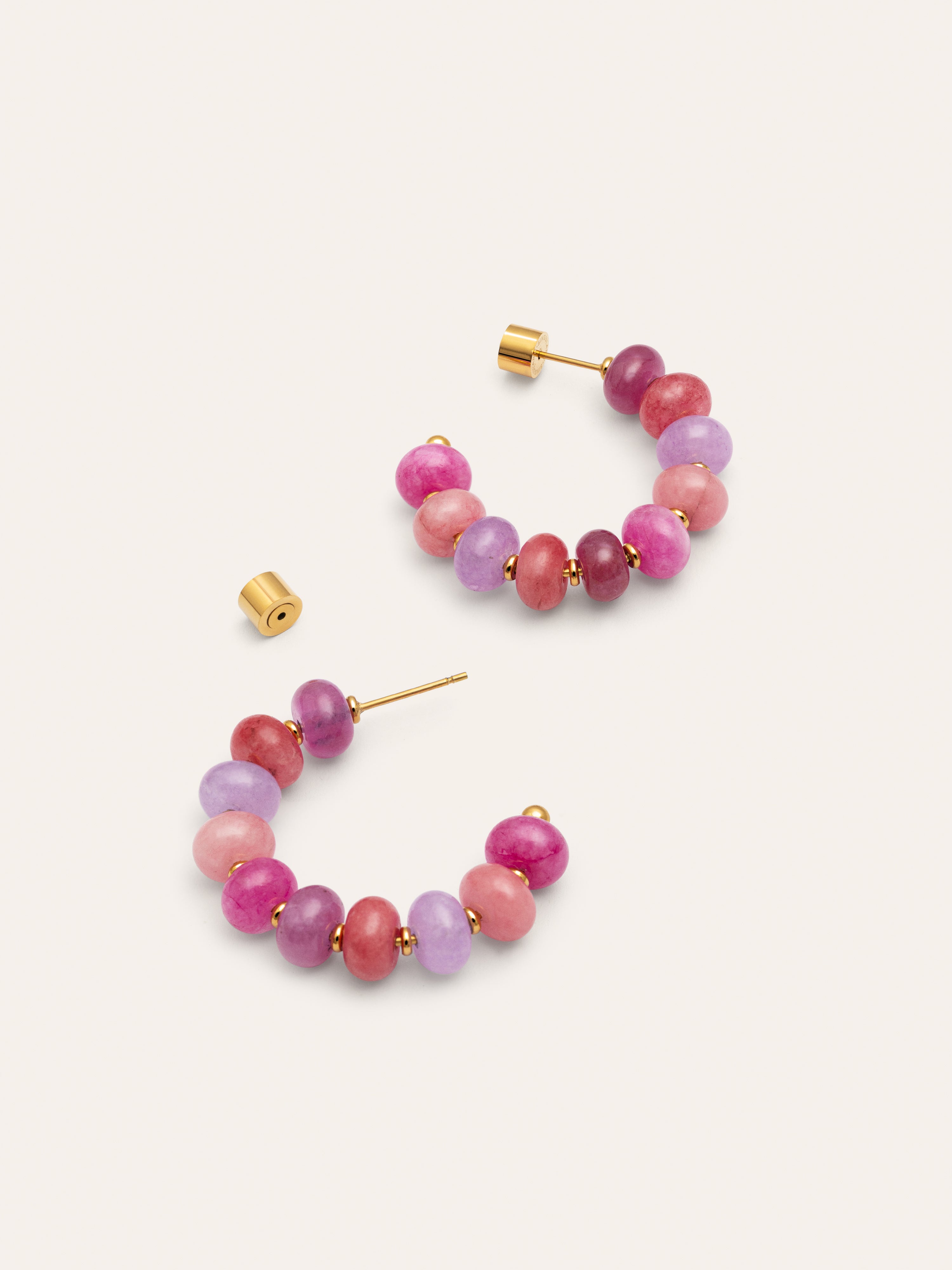 Pendientes Rosé Stones Acero Baño Oro