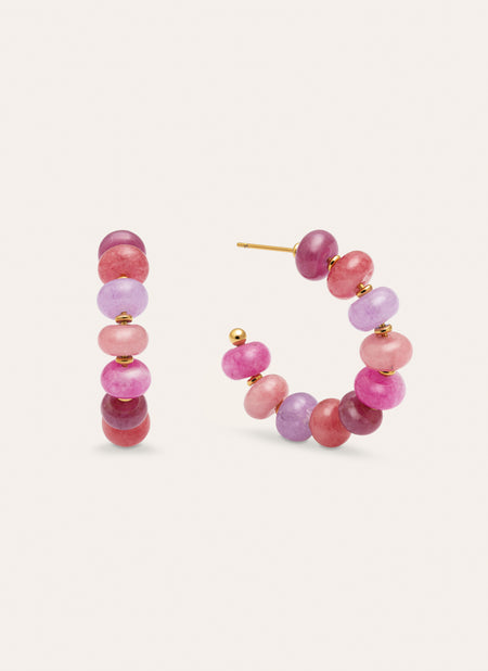 Pendientes Rosé Stones Acero Baño Oro
