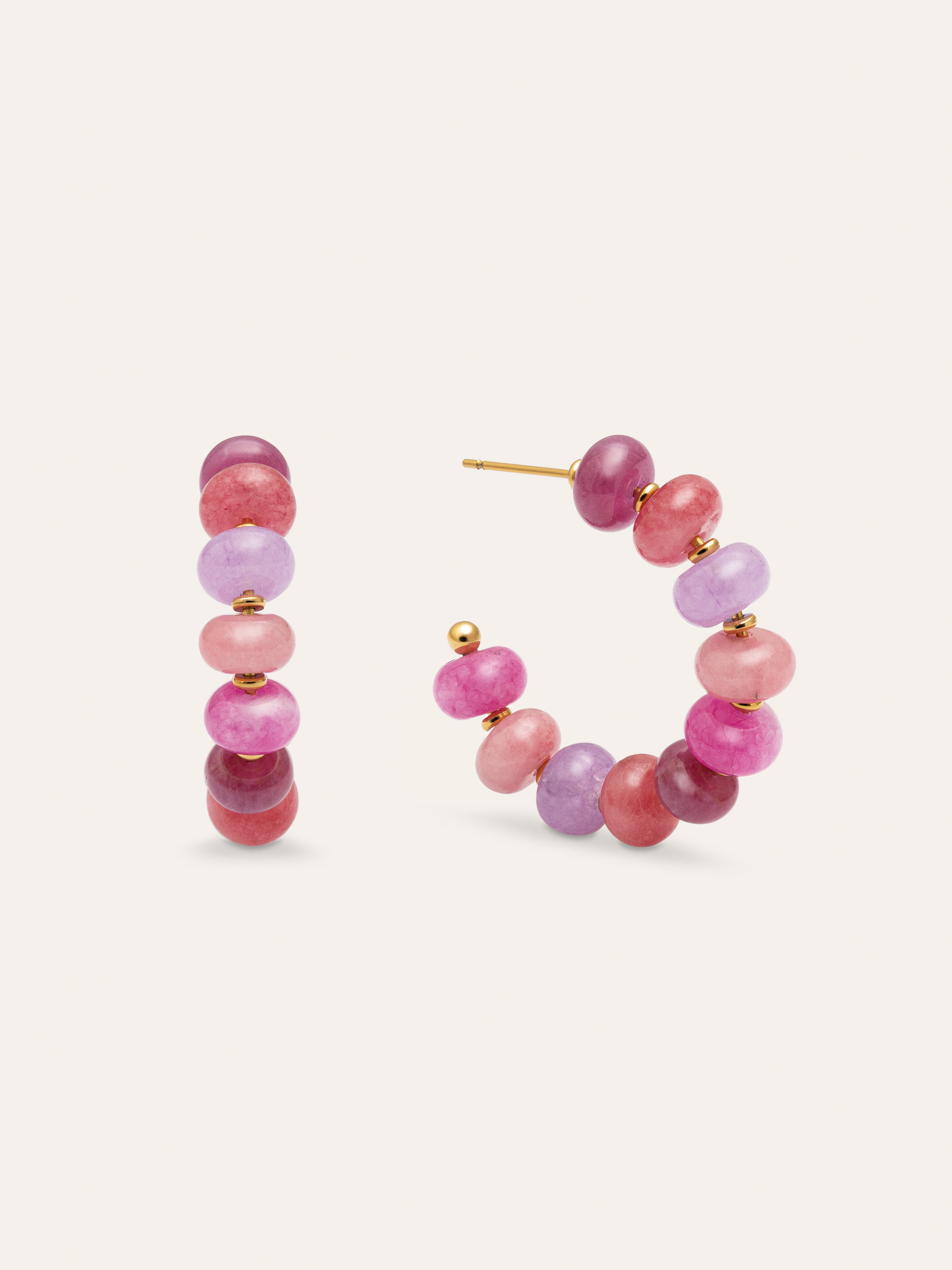 Pendientes Rosé Stones Acero Baño Oro