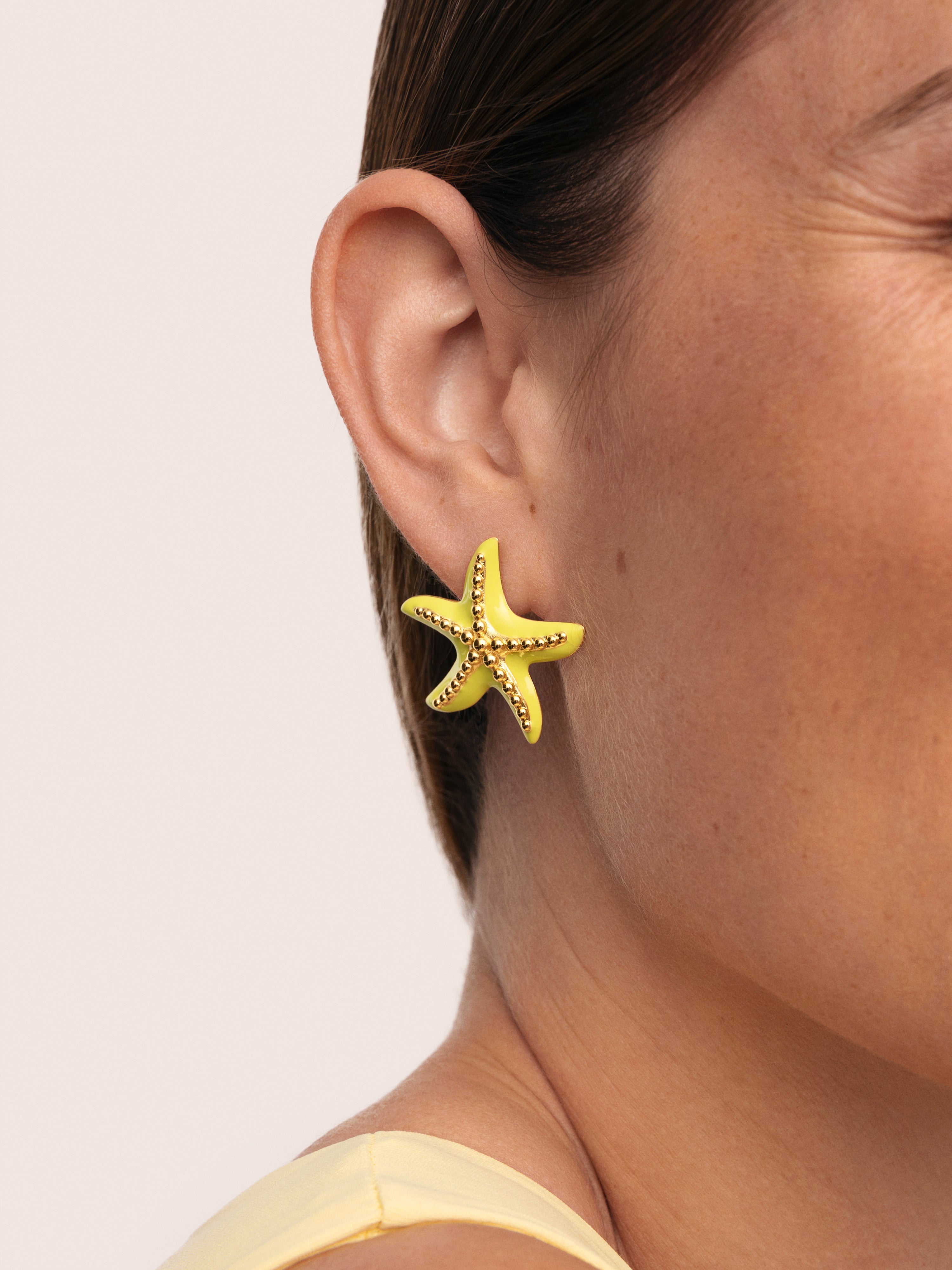 Pendientes Starfish Enamel Colors Baño Oro