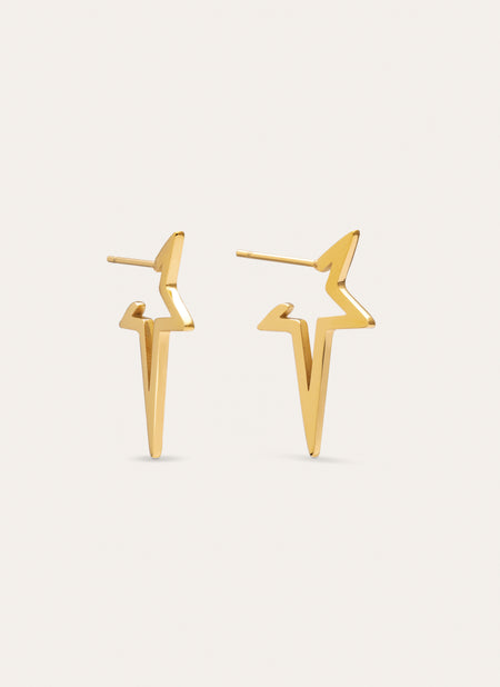 Pendientes Star Punk Acero Baño Oro