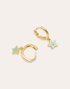 Star Sky Enamel Gold Hoop Earrings