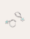 Star Sky Enamel Silver Hoop Earrings