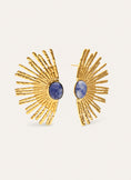 Sunbeam Blue Stainless Steel Gold Earrings