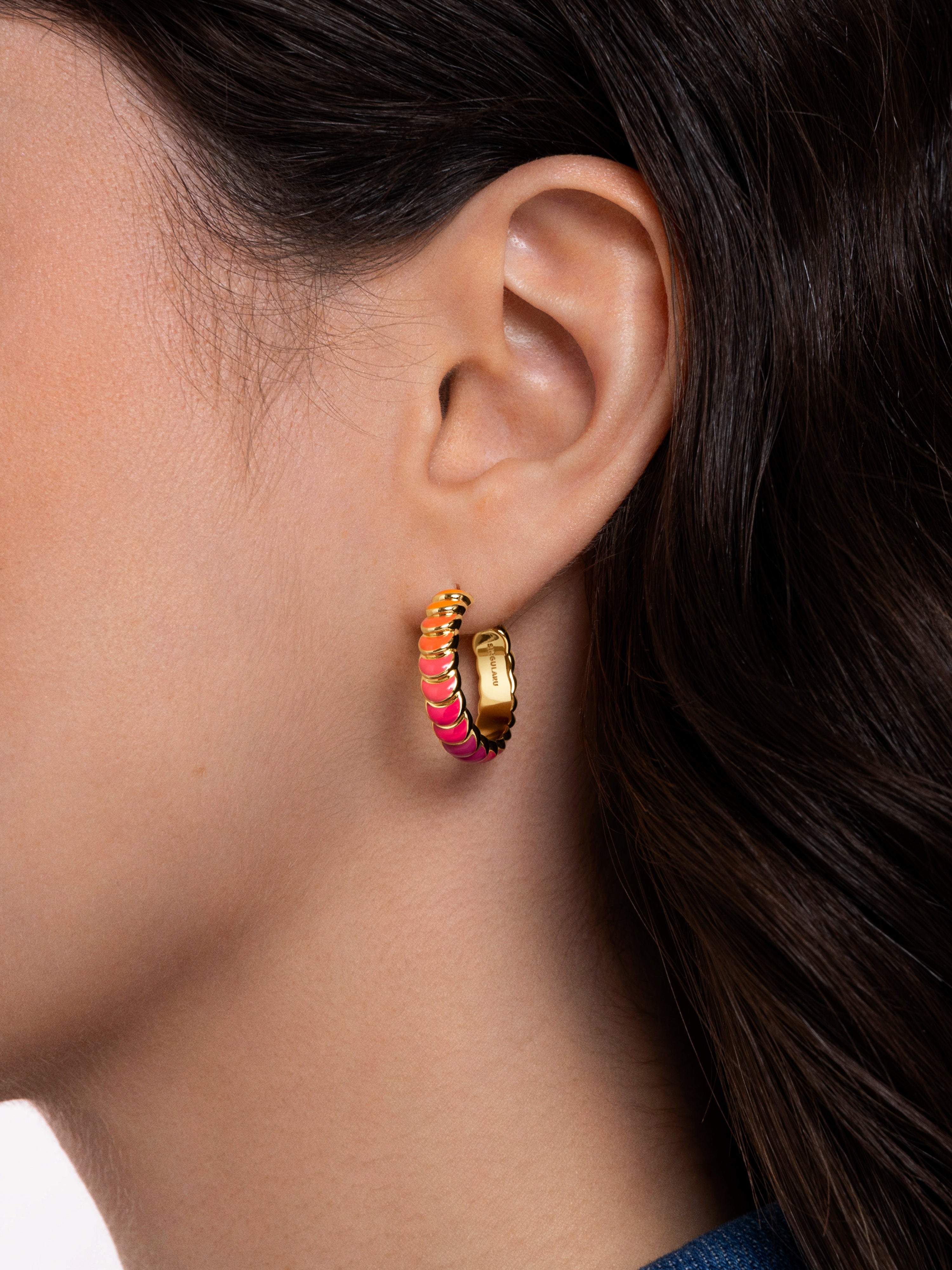 Sunset Scales Hoop Gold Earrings 